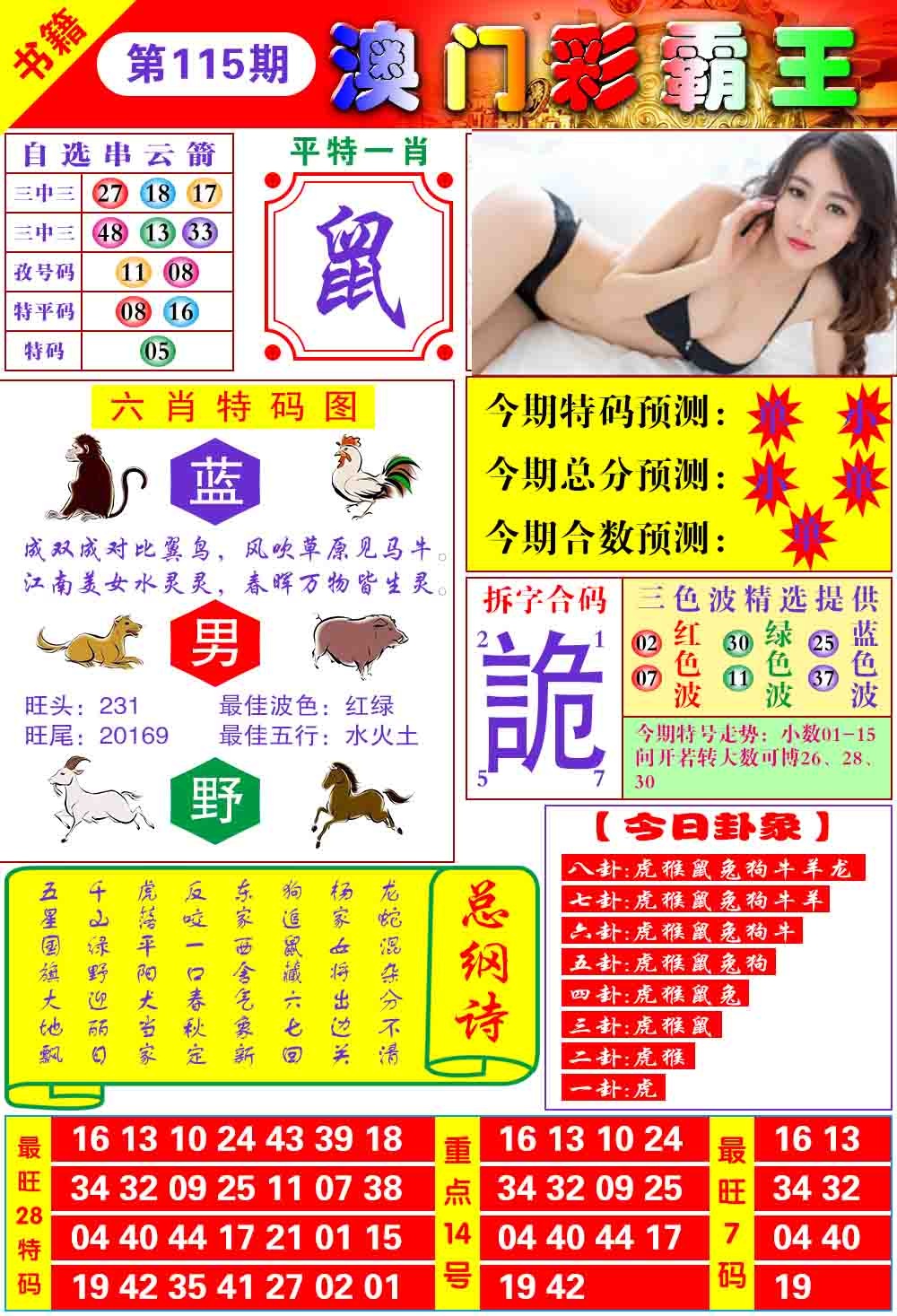 2026115期彩霸王六肖预测